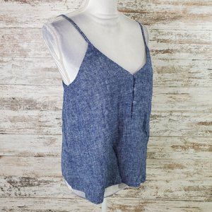 Abound Blue Sleeveless V-Neck Button Up Tank Top Size S